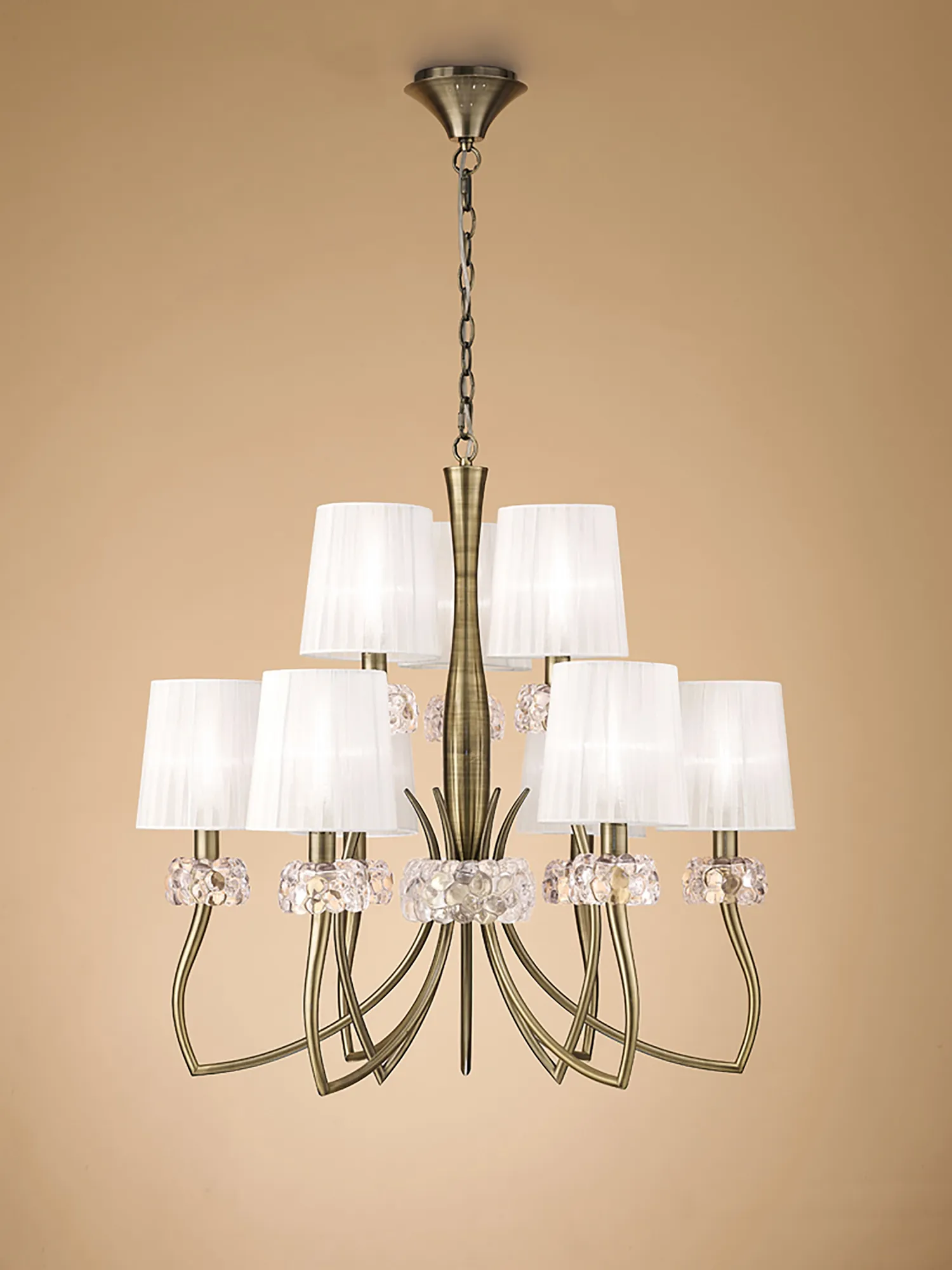 Loewe Antique Brass-White Ceiling Lights Mantra Multi Arm Fittings